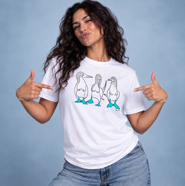 Blue Footed Boobies — White, worn by a model
