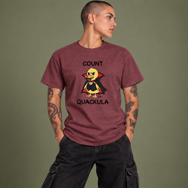 Count Quackula — Heather Maroon, worn by a model