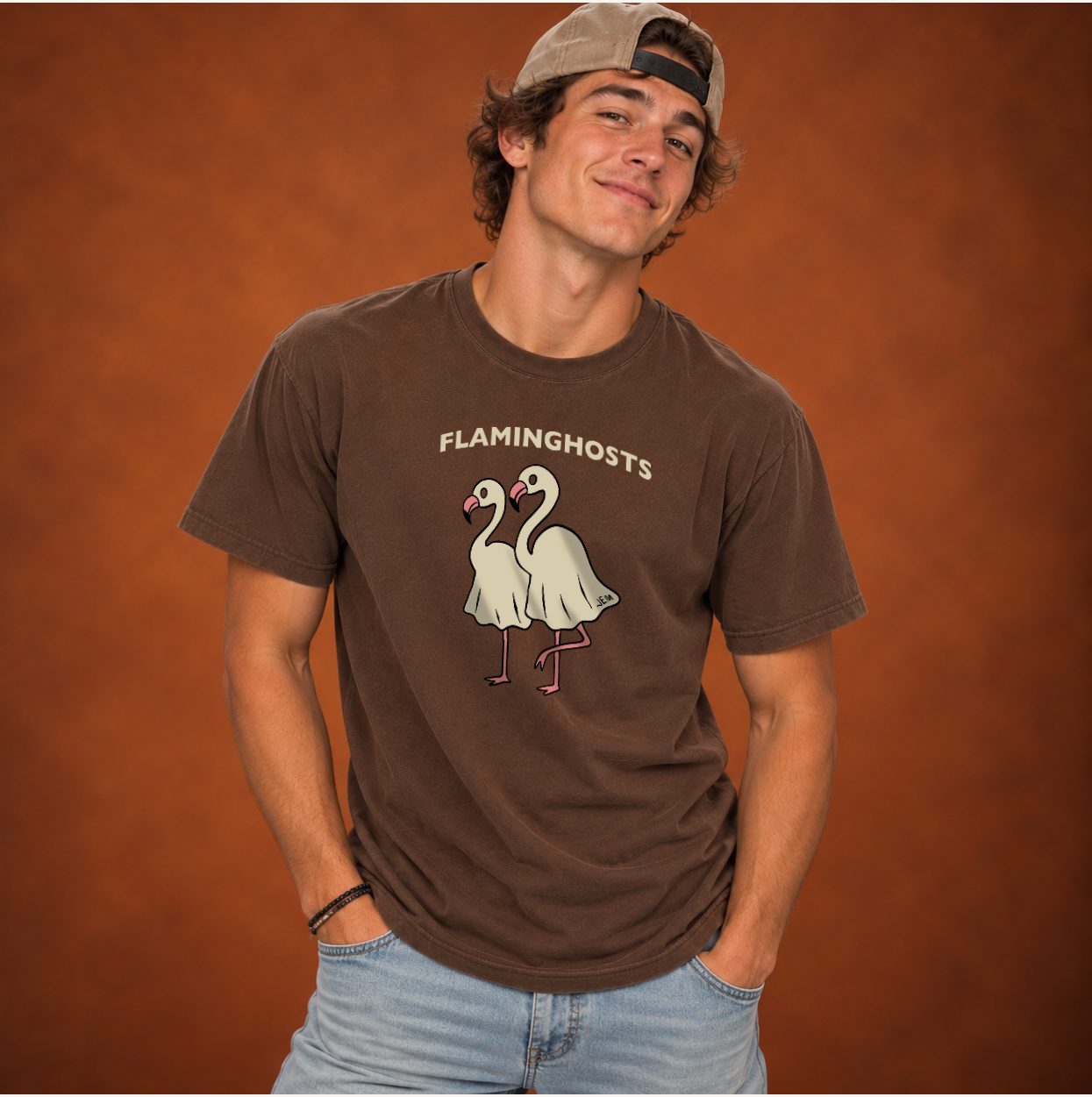 Flaminghosts — Brown, worn by a model