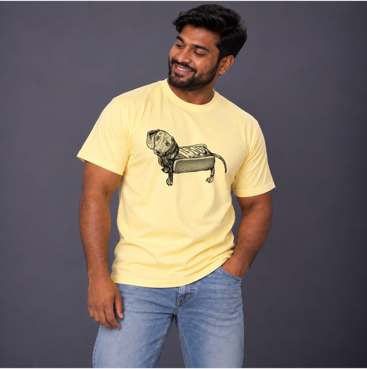 Hot Dog — Light Yellow, worn by a model