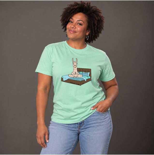 Llamaste in Bed — Mint Green, worn by a model