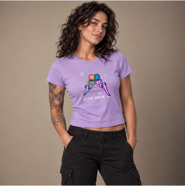Otter Space — Light Purple · Woman's Baby T, worn by a model