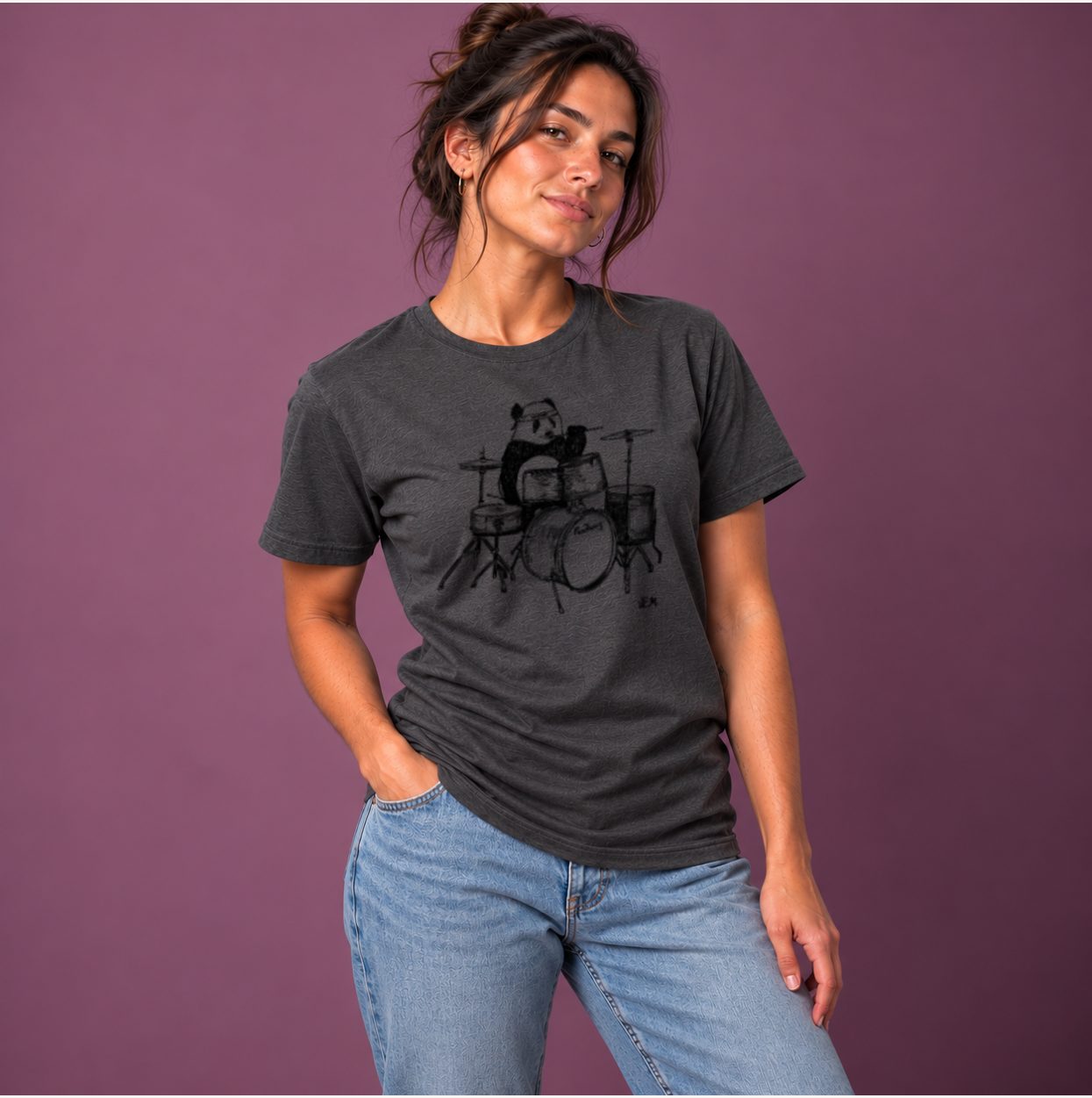Panda in a Banda — Charcoal, worn by a model