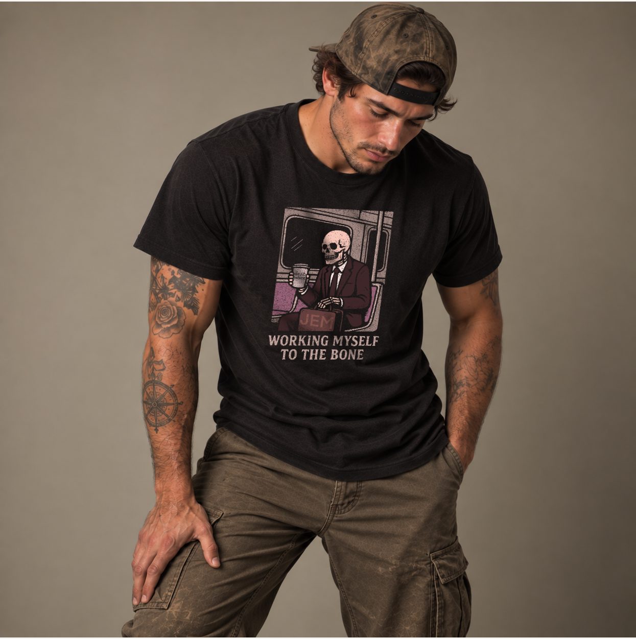 Working to the Bone — Vintage Black, worn by a model