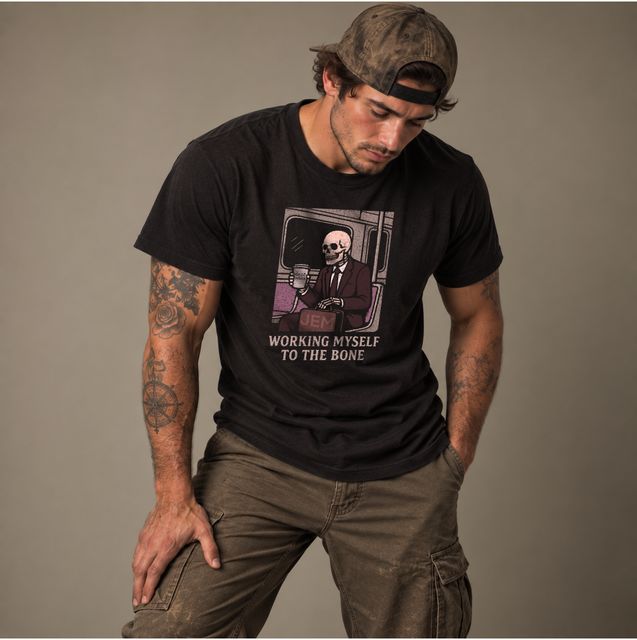 Working to the Bone — Vintage Black, worn by a model